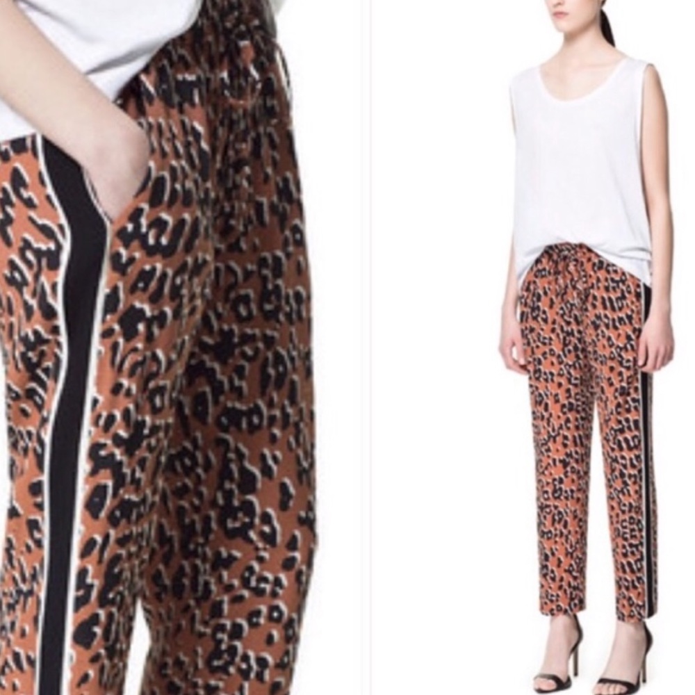 ZARA Leopard Drawstring Pants - Picture 2 of 4